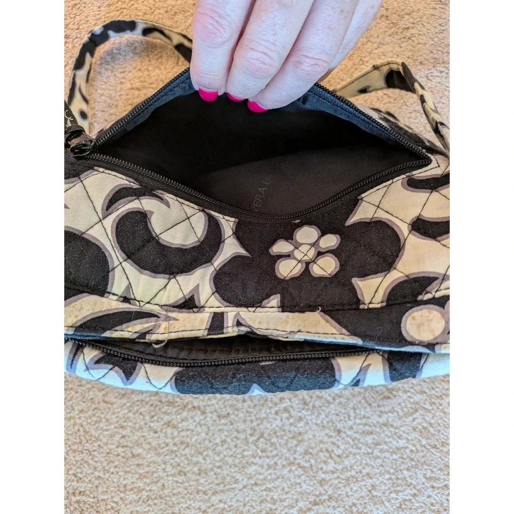 Vera Bradley Hipster‎ Crossbody Bag & Matching Wallet Set Black White Floral